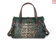 The Noble retro-style embossed 3D crocodile skin texture women handbags -embossed style with top layer cowhide leather handbag-Free Shipping