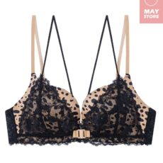 The Super hot and Sexy wirefree leopard Lingerie, with the front button and lace embroidery hems, no underwires.