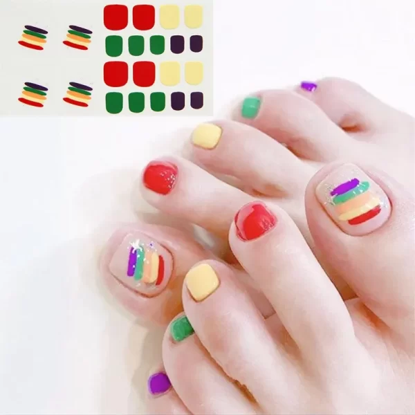 Nail York Style - DIY Nail Art Tool -Toenail Stickers with Full Cover Waterproof Non-toxic Stickers | Pedicure Stickers Tablets Nail stickers 22Tips/Sheet - Image 2