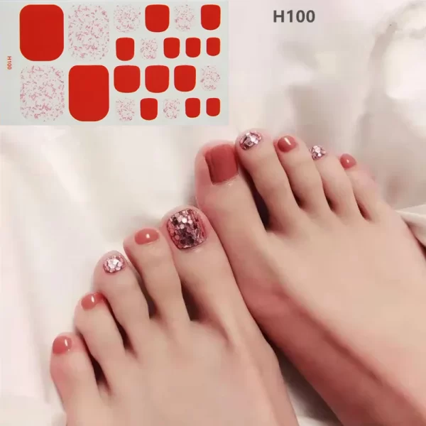 Nail York Style - DIY Nail Art Tool -Toenail Stickers with Full Cover Waterproof Non-toxic Stickers | Pedicure Stickers Tablets Nail stickers 22Tips/Sheet - Image 3