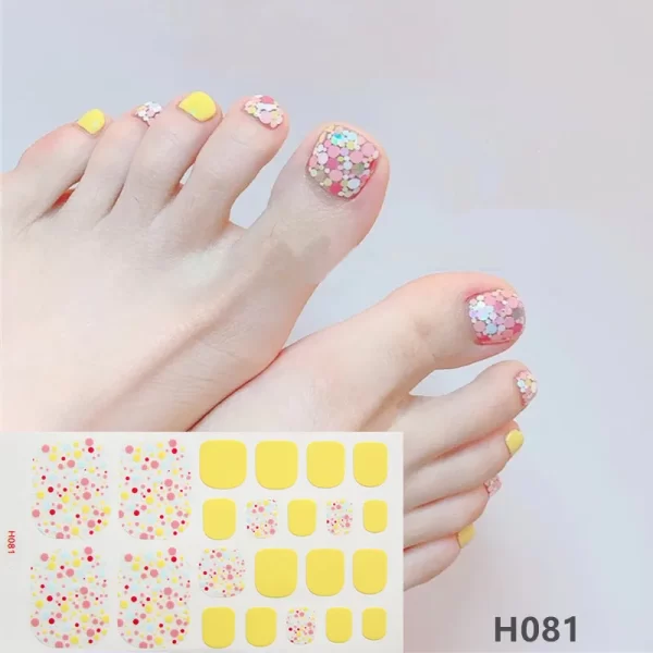 Nail York Style - DIY Nail Art Tool -Toenail Stickers with Full Cover Waterproof Non-toxic Stickers | Pedicure Stickers Tablets Nail stickers 22Tips/Sheet - Image 4