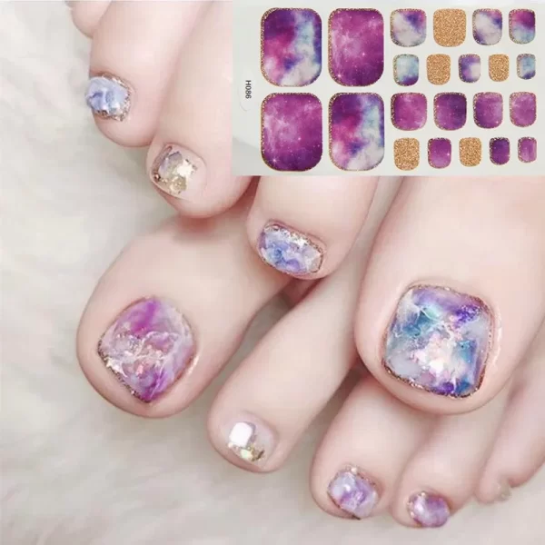 Nail York Style - DIY Nail Art Tool -Toenail Stickers with Full Cover Waterproof Non-toxic Stickers | Pedicure Stickers Tablets Nail stickers 22Tips/Sheet