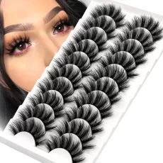 Get 5 to 10 pairs of 3D faux mink lashes that are fluffy, soft, and wispy. These lashes give you natural-looking volume and length. They are also reusable and perfect for makeup.