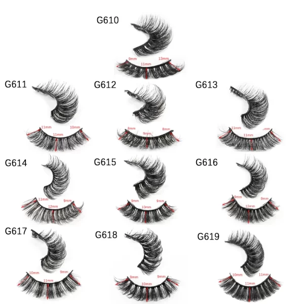 Achieve a natural and voluminous eye lash look with these 5 pairs of Russian strip lashes. These false eyelashes are made from faux 3D mink and are carefully handmade to give you fluffy lashes. Perfect for your makeup routine. - Image 6